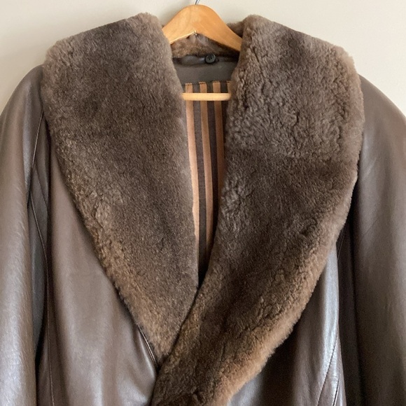 Vintage Brown Rademakers Custom Men’s Muskrat Fur Collar Leather Bomber Jacket - Picture 6 of 10